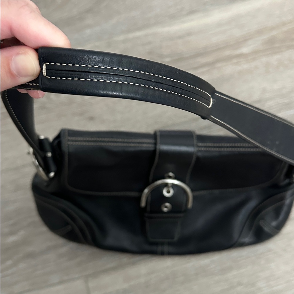 Coach Soho Black Leather Shoulder Bag with Silver Buckle - Picture 6 of 12